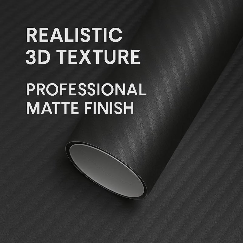 RockRose 3D Matte 3D Black Carbon Fiber Vinyl Wrap  Anti-Wrinkle  Air Release Automotive Bubble Wrap  Self Adhesive Car Vinyl Sticker DIY Decals 1FT x 10FT - Image 2